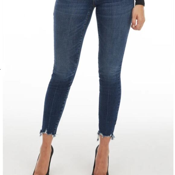 Good American Good Legs Skinny Jeans Raw Hem Stretch Dark Denim NWT 2/26 - Picture 10 of 11